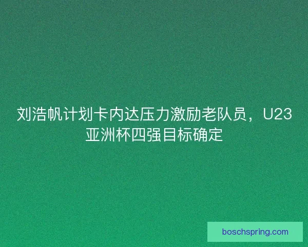 刘浩帆计划卡内达压力激励老队员，U23亚洲杯四强目标确定