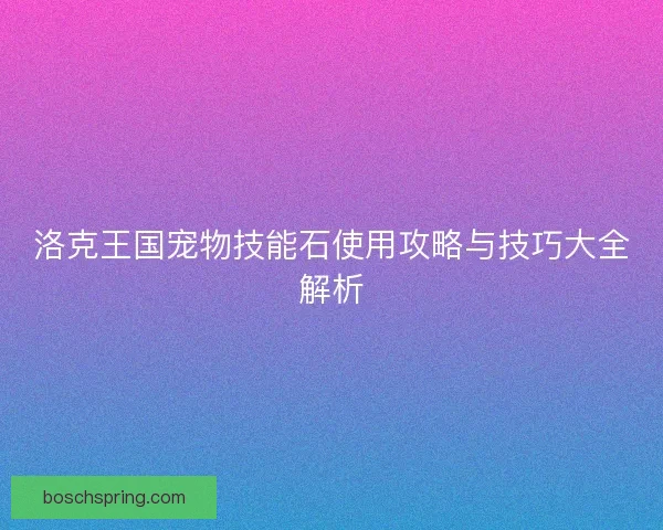 洛克王国宠物技能石使用攻略与技巧大全解析