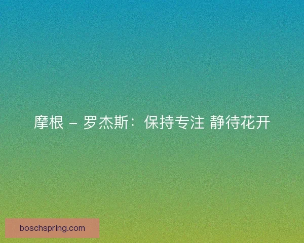 摩根 - 罗杰斯：保持专注 静待花开