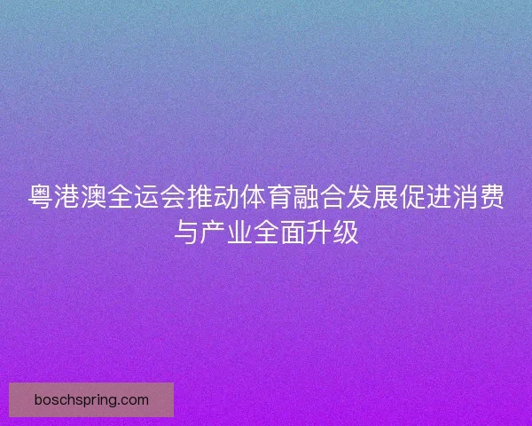 粤港澳全运会推动体育融合发展促进消费与产业全面升级 粤港澳全运会推动体育融合发展促进消费与产业全面升级
